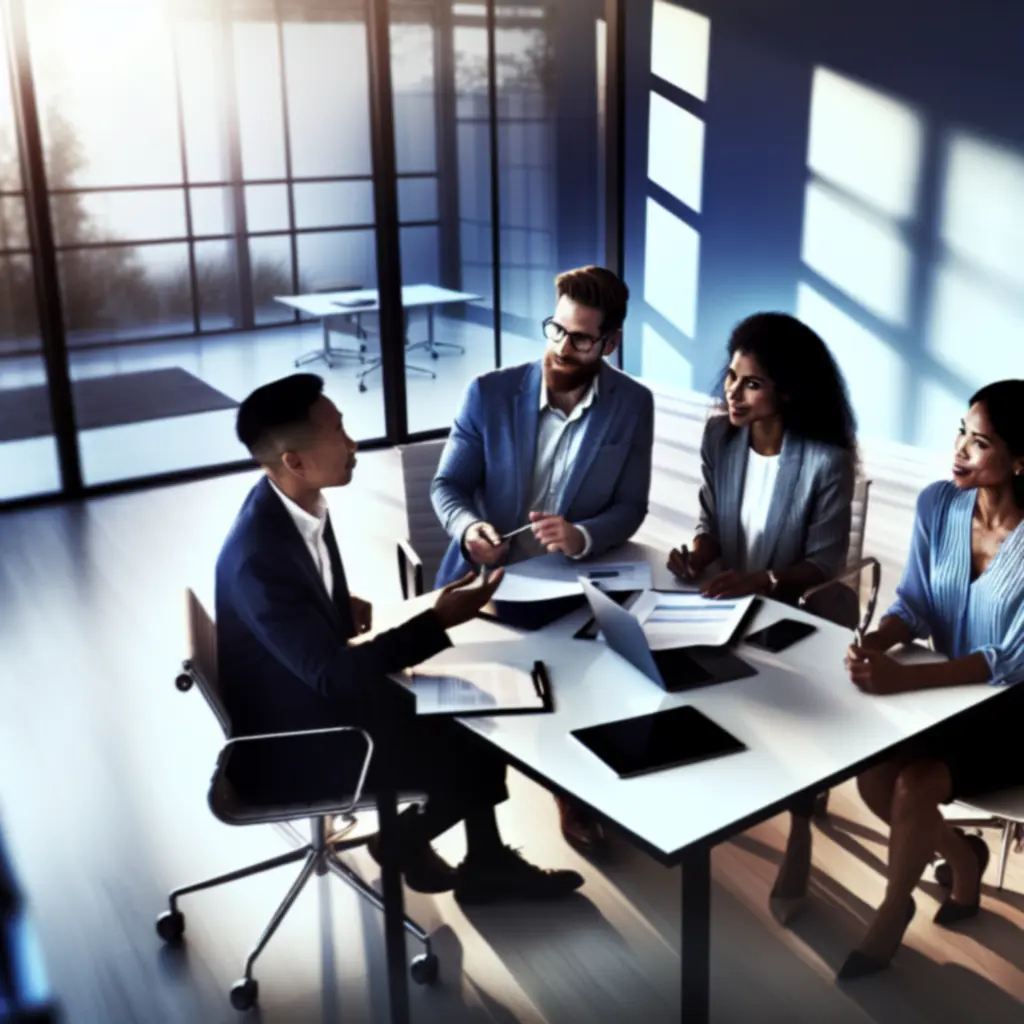 Nowoczesny zespół biznesowy podczas spotkania w sali konferencyjnej