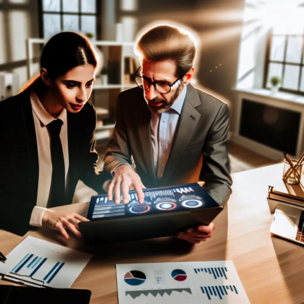 Zespół analizujący raport operacyjny i wykresy biznesowe